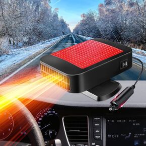 Car Heater,12V 200W Portable Fast Heating Defroster 2 in 1 Automobile Windshield Fast Heaters Car Heater That Plugs into Cigarette Lighter for Car, SUV, Trucks (Red Black)