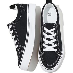 Uoidru Canvas Shoes for Women White Tennis Sneakers Womens Black Shoes Casual Comfortable Low Top Skateboard Fashion Sneakers