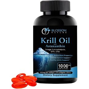زيت Krill في أنتاركتيكا 1000 ملغ من الناعم مع Astaxanthin-Omega-3 EPA و DHA لمكملات القلب والدماغ وصحة المفاصل في شكل فسفوليبيد-60 ناعمة بنكهة الفانيليا