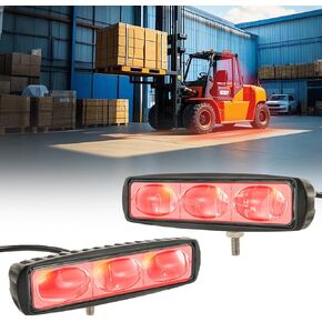 3-Lens High-Brightness Forklift Warning Light, Red LED Forklift Safety Light, 30W DC 12V-100V, Adjustable Beam & Easy Installation for AGV, Warehouse & Industrial Vehicles (2Pcs)