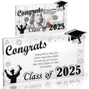 2025 Graduation Money Holder,Acrylic Graduation Gifts Money Cards Envelope Wallet Gifts for Graduates, High School,Graduation Party Favor Supplies