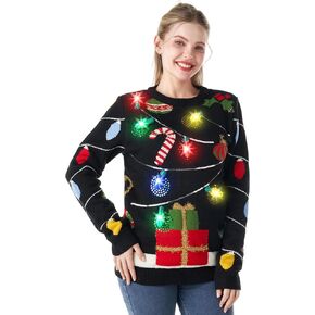String lights ugly sweater with light bulbs (Women)