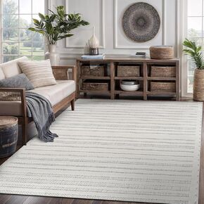 CAMILSON Micro Loop Rug 6x9 Modern Luxury Geometric Arch Area Rugs Soft High and Low Pile Stain Resistant Easy-Cleaning Non-Shedding for Living Room Office Indoor Carpet (6 x 9 / White)