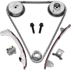 13070-0V013 Timing Chain Kit with Guide Gear Tensioner VVT Sprocket Compatible with Toyota Camry Highlander RAV4 Sienna Avalon Venza, Scion TC 2.5L 2.7L L4, Replace # 13070-0V010 13050-0V010