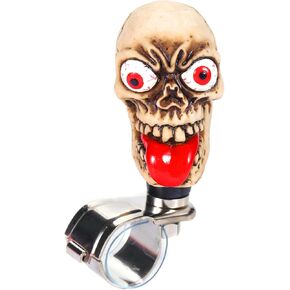 Skull Suitic Knob Steering Wheel Power Handle Turning Driving Universal Fit معظم المركبات سيارات الشاحنات الجرارات شوكية الرافعات القوارب جولف عربات الجولف (البيج)