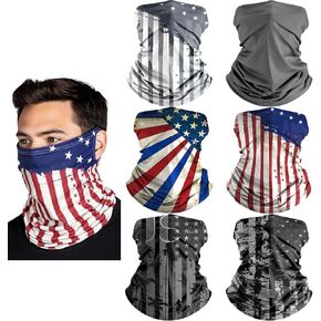 Hongteya 6 Pack Neck Gaiter Face Mask: Treasable Roof Face Cover Balaclava High Flastic Earloop Bandana for Men Women