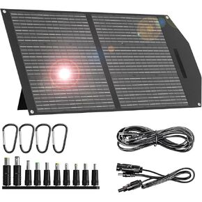 MARBERO 30W Foldable Solar Panel Portable Solar Charger with 12V QC3.0 USB, Type C, DC Output for Portable Power Station, Power Bank, Phone, Laptop, RV, Boat Trip, Camping, Power Outage
