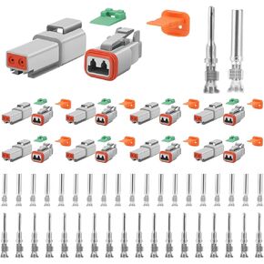 LinkStyle 10 مجموعات DT Style 2 Pin Connecors ، حجم 16 جهات اتصال مختوم 16-22AWG ، مجموعة موصلات الأسلاك الكهربائية المقاومة للماء للشاحنة ، البحرية ، السيارات