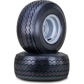 ROADGUIDER Golf Cart Tire Wheel Assembly 18X8.5-8 4-Ply with 5 Lugs on 4.5" PCD Silver Rim,SET 2