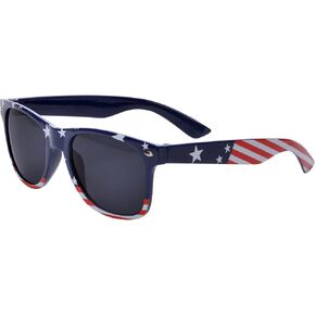 Alvogimor USA Flag Frame Gramesses ، Retro 80's American Classic Eyewear ، نظارة شمسية وطنية لحفلات الرابع من يوليو (الأزرق الداكن)