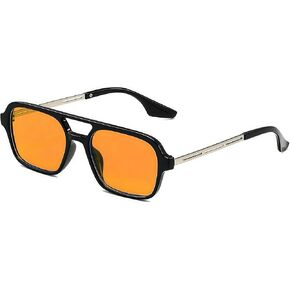 Retro Square Sunglasses for Womens Mens Vintage 70s Double Bridge Sunglasses