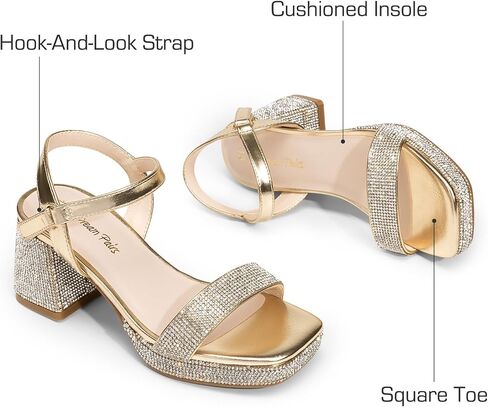DREAM PAIRS Girls Sandals Open Toe Low Block Chunky Heels Sandals Party Dress Pumps Shoes for Little Big Kid in Saudi Arabia