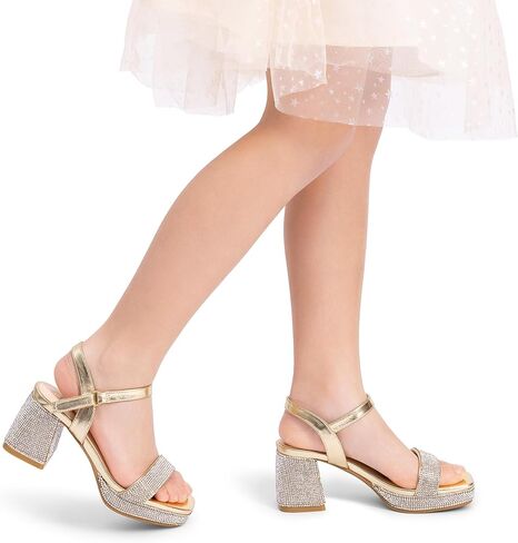 DREAM PAIRS Girls Sandals Open Toe Low Block Chunky Heels Sandals Party Dress Pumps Shoes for Little Big Kid in Saudi Arabia