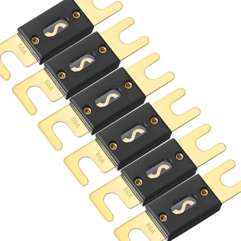 smseace 6pack 300amp/300a ANL Fuse متوافق مع أنظمة 12 فولت و24 فولت لنظام فيديو المركبات البحرية الصوتية صمامات ANL المطلية بالذهب in Saudi Arabia