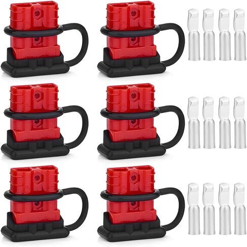 4PCS 50A 6-10 Gauge Battery Cable Quick Connect/Disconnect Connector Plug Kit with Dust Cover for Car Forklift Motor Winch Trailer (Red 8AWG) in Saudi Arabia