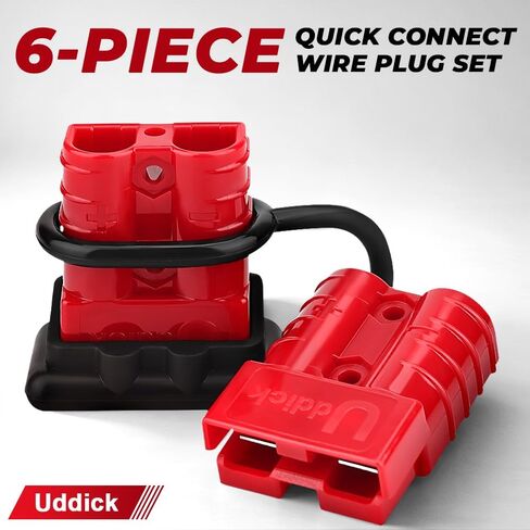 4PCS 50A 6-10 Gauge Battery Cable Quick Connect/Disconnect Connector Plug Kit with Dust Cover for Car Forklift Motor Winch Trailer (Red 8AWG) in Saudi Arabia