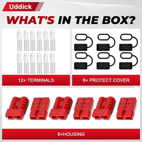 4PCS 50A 6-10 Gauge Battery Cable Quick Connect/Disconnect Connector Plug Kit with Dust Cover for Car Forklift Motor Winch Trailer (Red 8AWG) in Saudi Arabia