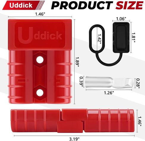 4PCS 50A 6-10 Gauge Battery Cable Quick Connect/Disconnect Connector Plug Kit with Dust Cover for Car Forklift Motor Winch Trailer (Red 8AWG) in Saudi Arabia