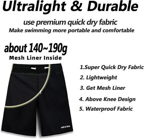 MEILONGER Boys Swim Trunks 2 in 1 Bathing Suits for Kids Quick Dry Board Shorts Swimming Swimwear with Compression Liner in Kuwait