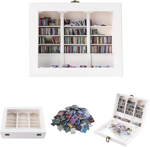 رف كتب مضاد للقلق للبالغين يحتوي على 300 كتاب من العلامات التجارية الصغيرة غير المتكررة مع عمود كتاب، مكتبة صغيرة تخلص من القلق رف الكتب المصغر الخاص بك لمحبي الكتب، ديكور المنزل الجمالي in Kuwait