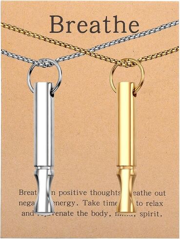 Mindfulness Breathing Necklace Stress Relief Pendant Stainless Steel Anxiety Breathe Necklace for Women Men in Saudi Arabia