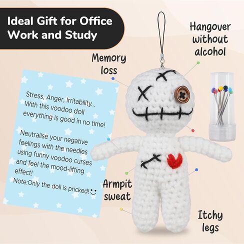 Funny Positive Voodoo Doll, Emotional Support Gift, Cute Wool Crochet Doll with Needles, Stuffing Decoration Inspirational Positive Ornaments Gifts for Friend Coworkers in Saudi Arabia