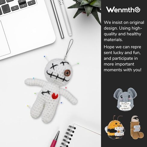 Funny Positive Voodoo Doll, Emotional Support Gift, Cute Wool Crochet Doll with Needles, Stuffing Decoration Inspirational Positive Ornaments Gifts for Friend Coworkers in Saudi Arabia