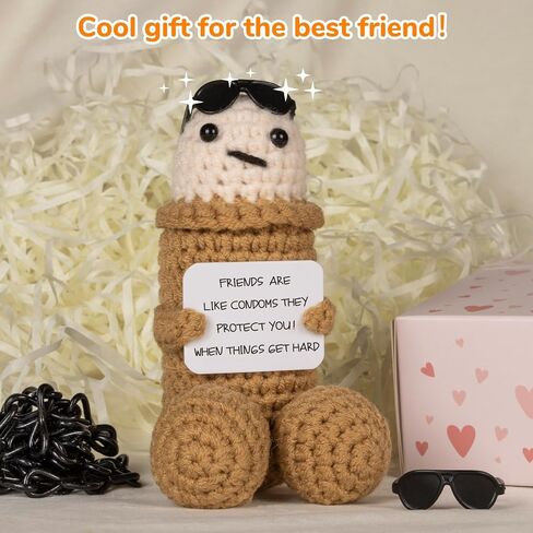 Funny Positive Voodoo Doll, Emotional Support Gift, Cute Wool Crochet Doll with Needles, Stuffing Decoration Inspirational Positive Ornaments Gifts for Friend Coworkers in Saudi Arabia