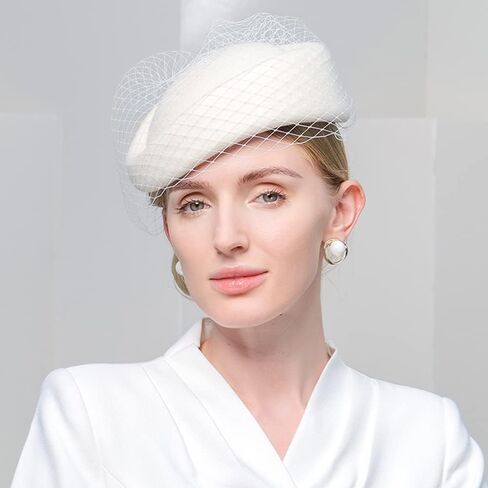 Wool Felt Vintage Beret Wedding Top Hats for Women Elegant Church Fedoras with Veil Ladies Cap Autumn Winter in Saudi Arabia