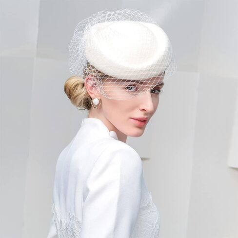 Wool Felt Vintage Beret Wedding Top Hats for Women Elegant Church Fedoras with Veil Ladies Cap Autumn Winter in Saudi Arabia
