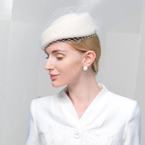 Wool Felt Vintage Beret Wedding Top Hats for Women Elegant Church Fedoras with Veil Ladies Cap Autumn Winter in Saudi Arabia