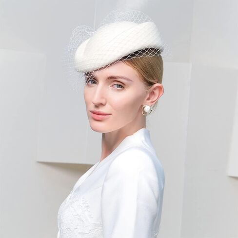 Wool Felt Vintage Beret Wedding Top Hats for Women Elegant Church Fedoras with Veil Ladies Cap Autumn Winter in Saudi Arabia