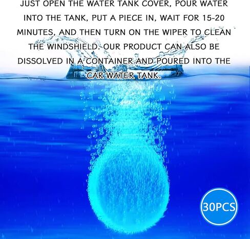 30PCS Washer Fluid Tablets, Windshield Wiper Fluid Cleaner Concentrate, Car Windshield Window Washer Solid Effervescent, Remove Glass Stains for Car Room Kitchen Window Glass Cleaning in Saudi Arabia