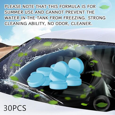 30PCS Washer Fluid Tablets, Windshield Wiper Fluid Cleaner Concentrate, Car Windshield Window Washer Solid Effervescent, Remove Glass Stains for Car Room Kitchen Window Glass Cleaning in Saudi Arabia