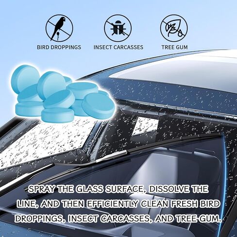 30PCS Washer Fluid Tablets, Windshield Wiper Fluid Cleaner Concentrate, Car Windshield Window Washer Solid Effervescent, Remove Glass Stains for Car Room Kitchen Window Glass Cleaning in Saudi Arabia