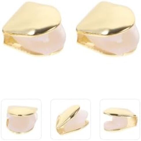 2Pcs Gold Plated Single Tooth Cap Hip Hop Teeth Plain Grillz Caps Top Bottom Dental Grill For Men Hip Hop Golden in Saudi Arabia