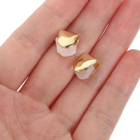 2Pcs Gold Plated Single Tooth Cap Hip Hop Teeth Plain Grillz Caps Top Bottom Dental Grill For Men Hip Hop Golden in Saudi Arabia