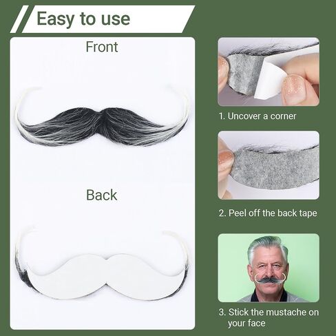 Fake Beard and Mustache for Men False Stick On Handlebar Mustaches Self Adhesive Fake Facial Hair in Saudi Arabia