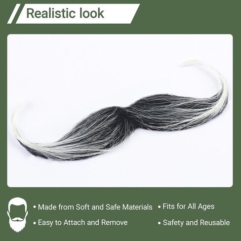 Fake Beard and Mustache for Men False Stick On Handlebar Mustaches Self Adhesive Fake Facial Hair in Saudi Arabia