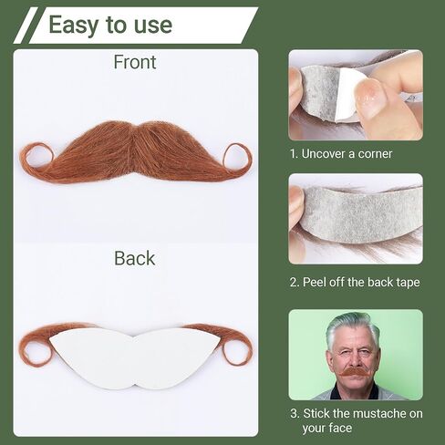 Fake Beard and Mustache for Men False Stick On Handlebar Mustaches Self Adhesive Fake Facial Hair in Kuwait