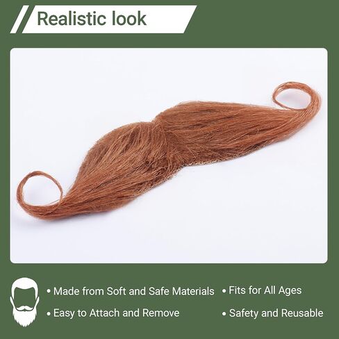 Fake Beard and Mustache for Men False Stick On Handlebar Mustaches Self Adhesive Fake Facial Hair in Kuwait