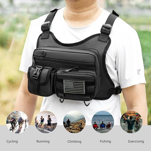 Outdoor Sports Chest Bag for Men, Water Resistant Lightweight EDC Front Running Vest Bag for Workouts Hiking Cycling in Saudi Arabia