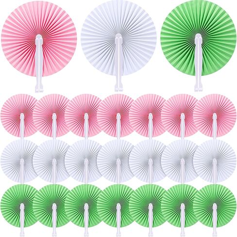 24 Pieces Folding Paper Hand Fans Handheld Round Decorative Wedding Foldable Fans Chinese Japanese DIY Crafts Fans Bulk for Summer Picnic Bridal Birthday Church Party Favors(Multicolor) in Saudi Arabia