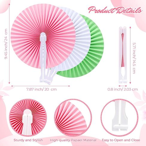 24 Pieces Folding Paper Hand Fans Handheld Round Decorative Wedding Foldable Fans Chinese Japanese DIY Crafts Fans Bulk for Summer Picnic Bridal Birthday Church Party Favors(Multicolor) in Saudi Arabia