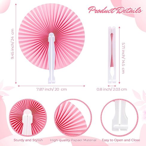24 Pieces Folding Paper Hand Fans Handheld Round Decorative Wedding Foldable Fans Chinese Japanese DIY Crafts Fans Bulk for Summer Picnic Bridal Birthday Church Party Favors(Multicolor) in Saudi Arabia