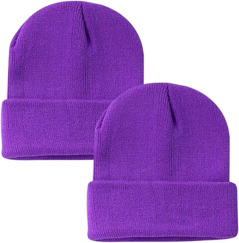 2 Pcs Kids Knit Beanie Caps Solid Color Winter Hats Warm Slouchy Beanie Hat Unisex Cute Cuffed Beanies Cold Weather Skull Caps Green in Saudi Arabia