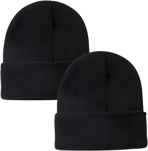 2 Pcs Kids Knit Beanie Caps Solid Color Winter Hats Warm Slouchy Beanie Hat Unisex Cute Cuffed Beanies Cold Weather Skull Caps Green in Saudi Arabia