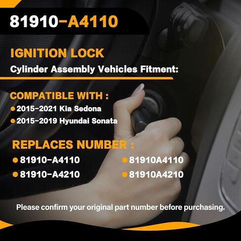 81910-B2100 Ignition Lock Cylinder Housing Assembly with 2 Keys Compatible with Kia Soul 2014-2019, Kia Soul EV 2015-2019, Ignition Lock Switch Assembly Replaces 81450-34190, 93110-3S000, 81910-B2110 in Kuwait