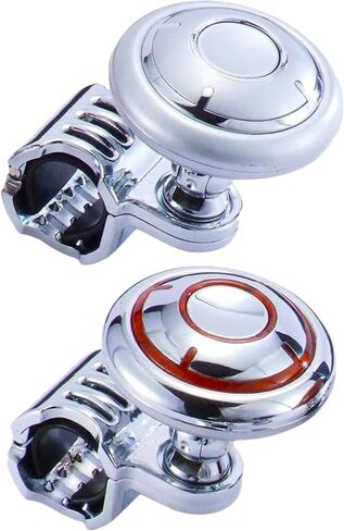 Steering Wheel Spinner Suicide Knob for Steering Wheel, Booster Ball Non Slip Booster Knob Suicide Knob Booster Knob Suicide Knob for Vehicles Car Truck Mower Tractor, Sliver+Red Sliver+Red in Saudi Arabia