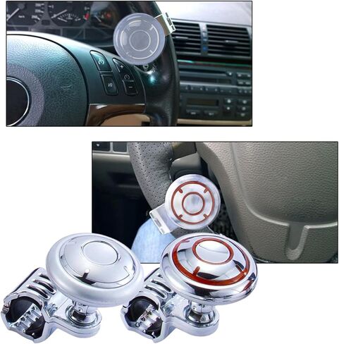 Steering Wheel Spinner Suicide Knob for Steering Wheel, Booster Ball Non Slip Booster Knob Suicide Knob Booster Knob Suicide Knob for Vehicles Car Truck Mower Tractor, Sliver+Red Sliver+Red in Saudi Arabia